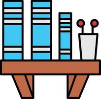 Book Shelf Line Filled Icon vector