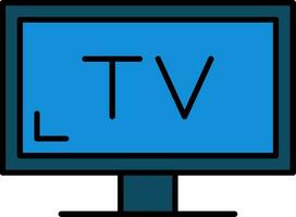 televisión línea lleno icono vector