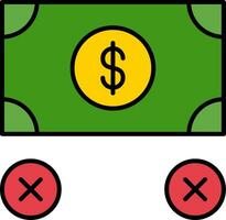 No Money Line Filled Icon vector