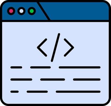 codificación línea lleno icono vector