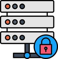 Locked Data Line Filled Icon vector