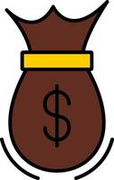 Money Bag Line Filled Icon vector