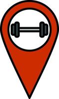 gimnasio ubicación línea lleno icono vector