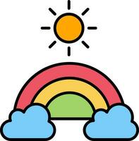 Rainbow Line Filled Icon vector