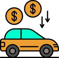Car Loan Line Filled Icon vector