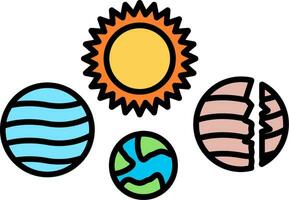 Solar System Line Filled Icon vector