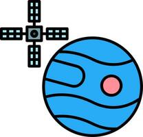 Uranus With Satellite Line Filled Icon vector