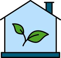 Eco House Line Filled Icon vector