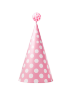 AI generated Pink Polka Dot Birthday Hat on Transparent Background png