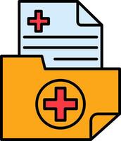 médico carpeta línea lleno icono vector