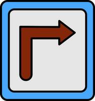 Turn Right Line Filled Icon vector