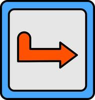 Turn Right Line Filled Icon vector