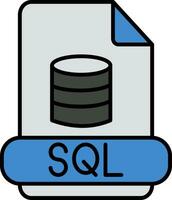 sql línea lleno icono vector