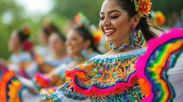 ai generado tradicional música, vistoso atuendo, y enérgico danza encarnar el cultural celebracion foto