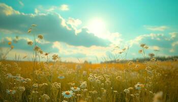 AI generated summer sunny day in the meadow background photo