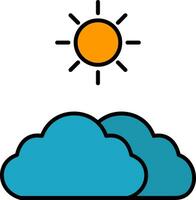 Clouds And Sun Line Filled Icon vector