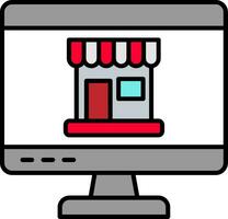Online Shopping Line Filled Icon vector