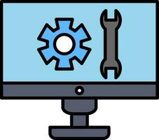 técnico apoyo línea lleno icono vector