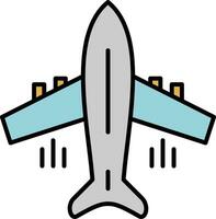 Flying Airplane Line Filled Icon vector