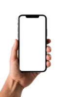 AI generated Hand Holding Smartphone Isolated on Background png