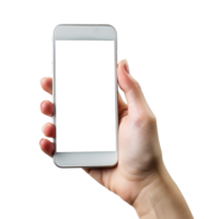 ai gegenereerd hand- Holding smartphone met blanco scherm png