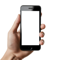 AI generated Hand Holding Smartphone Isolated on Background png