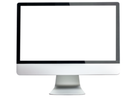 ai generado moderno computadora monitor con blanco pantalla png
