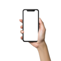 AI generated Hand Holding Smartphone Isolated on Background png