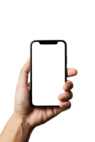 AI generated Hand Holding Smartphone Isolated on Transparent Background png