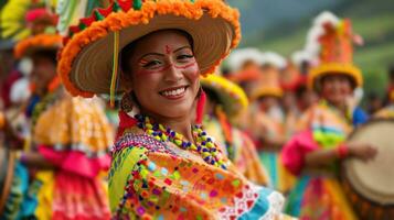 ai generado tradicional música, vistoso atuendo, y enérgico danza encarnar el cultural celebracion foto