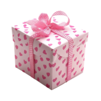 ai generiert schön Rosa Geschenk Box mit zart Herzen png