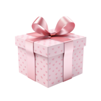AI generated Pink Gift Box with Heart Pattern png