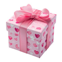 ai generado rosado corazón regalo caja en transparente antecedentes png