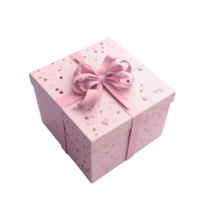 AI generated Heart-Patterned Pink Gift Box on Clear Background png