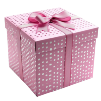 ai generado rosado regalo caja con corazones y arco png