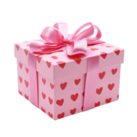 AI generated Romantic Pink Gift Box with Red Hearts png