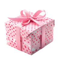 ai generado encantador rosado regalo caja con corazones png