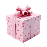 AI generated Pink Gift Box with Hearts and Bow png
