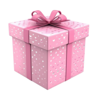 AI generated Pink Heart Patterned Gift Box Isolated png