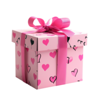 AI generated Heart Pattern Pink Gift Box png