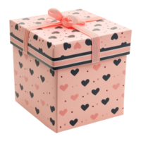 AI generated Pink Gift Box with Hearts on Side png
