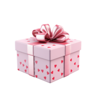 ai generado rosado corazón regalo caja aislado en transparente png