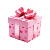 ai generado rosado corazón regalo caja en transparente antecedentes png