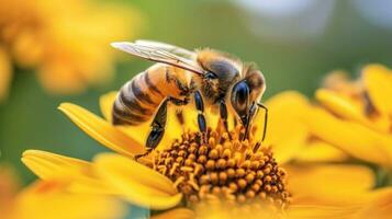 ai generado flores silvestres, zumbido abejas, y un vibrante Dom traer muelles animado espíritu foto