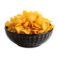 AI generated corn flakes in a bowl isolated on transparent background ,generative ai png