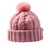 AI generated pink knitted hat isolated on transparent background ,knitted hat png ,generative ai