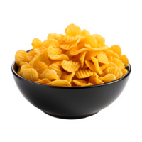 AI generated corn flakes in a bowl isolated on transparent background ,generative ai png