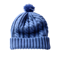 AI generated blue knitted hat isolated on transparent background ,knitted hat png ,generative ai