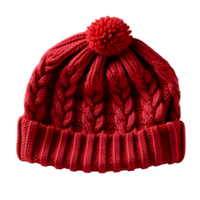 AI generated red knitted hat isolated on transparent background ,knitted hat png ,generative ai