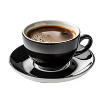 AI generated hot black coffee in a ceramic cup isolated on transparent background ,generative ai png